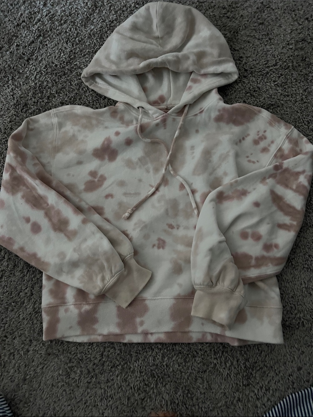 Abercrombie & Fitch Tie-Dye Hooded Pullover Sweatshirt - Cream & Pink